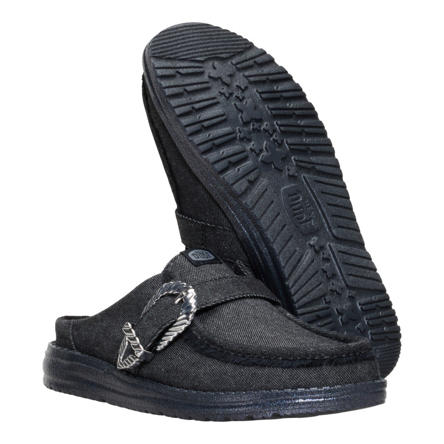 Wendy Slip Buckle Denim – Black/Black - Image 3